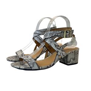 New CHARLOTTE RUSSE Snakeskin Ankle Strap Block Heel Sandal | 8